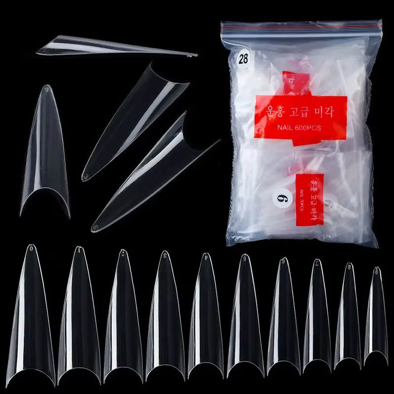 600 pièces/sac Transparent Nature presse sur ongles conseils Stiletto faux ongles acrylique couvertu