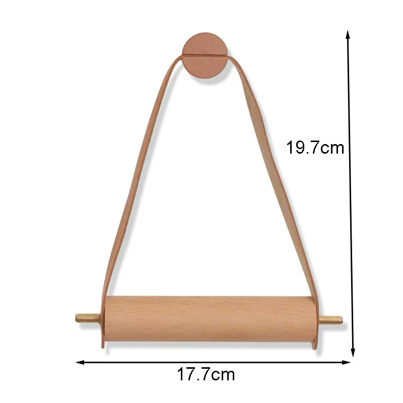 Porte-rouleau de papier toilette Vintage en bois et cuir, support de rangement pour salle de bain, d