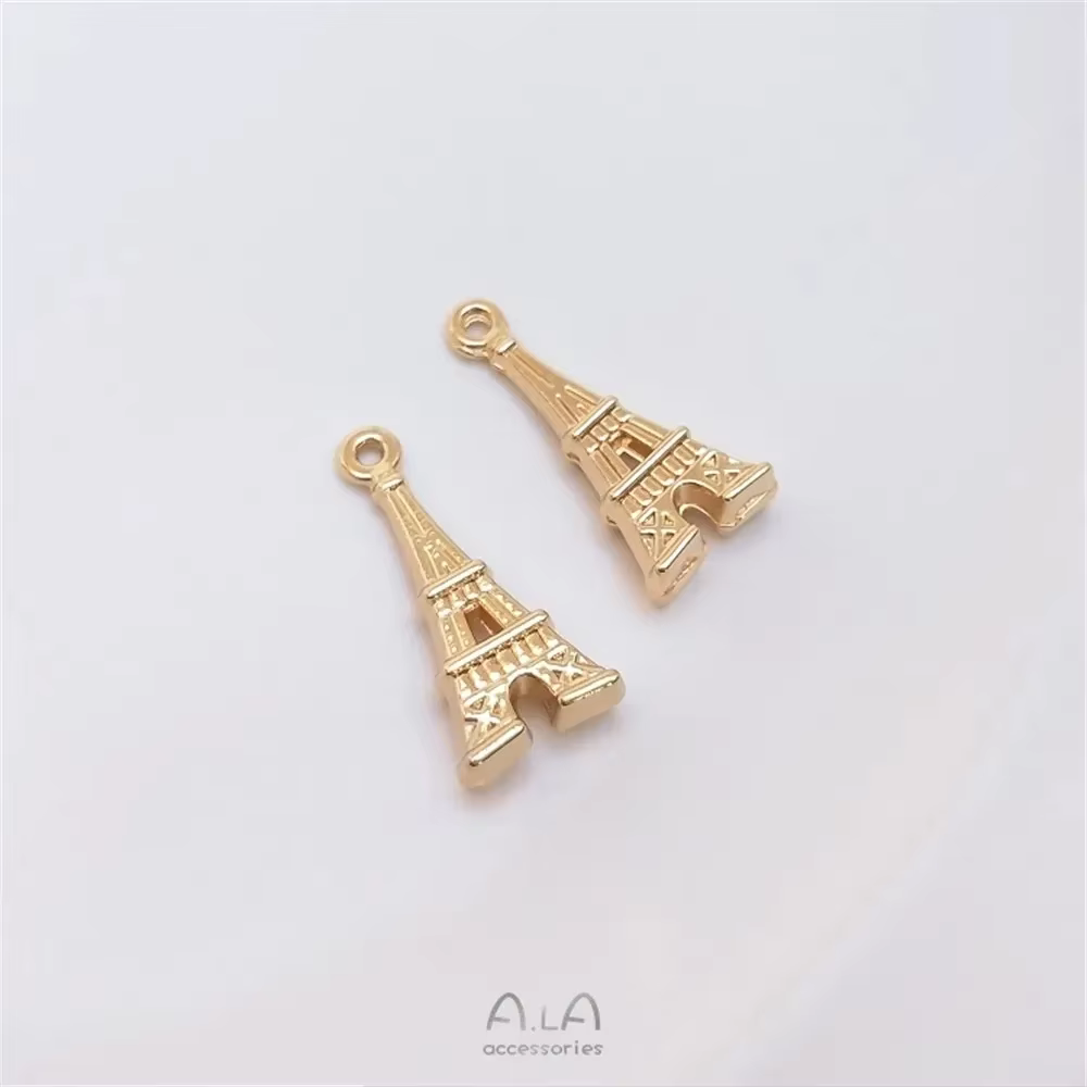 Pendentif tour Eiffel de Paris plaqué or 14 carats, pendentif bricolage fait à la main, accessoires 