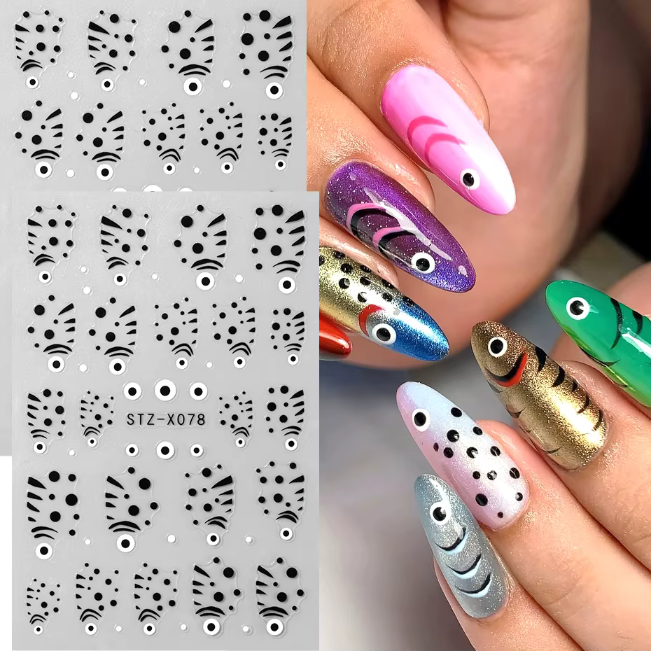 2 pièces leurre de pêche Nail Art autocollant Design poisson mignon ongles décalcomanies breloques o