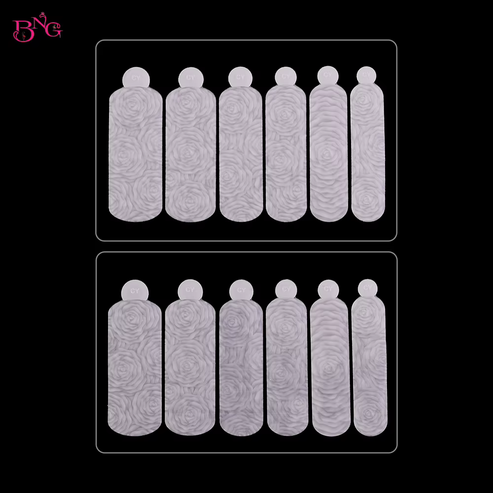 BNG 12 pièces ensemble de formes d'ongles de manucure française moules en Silicone à double autocoll
