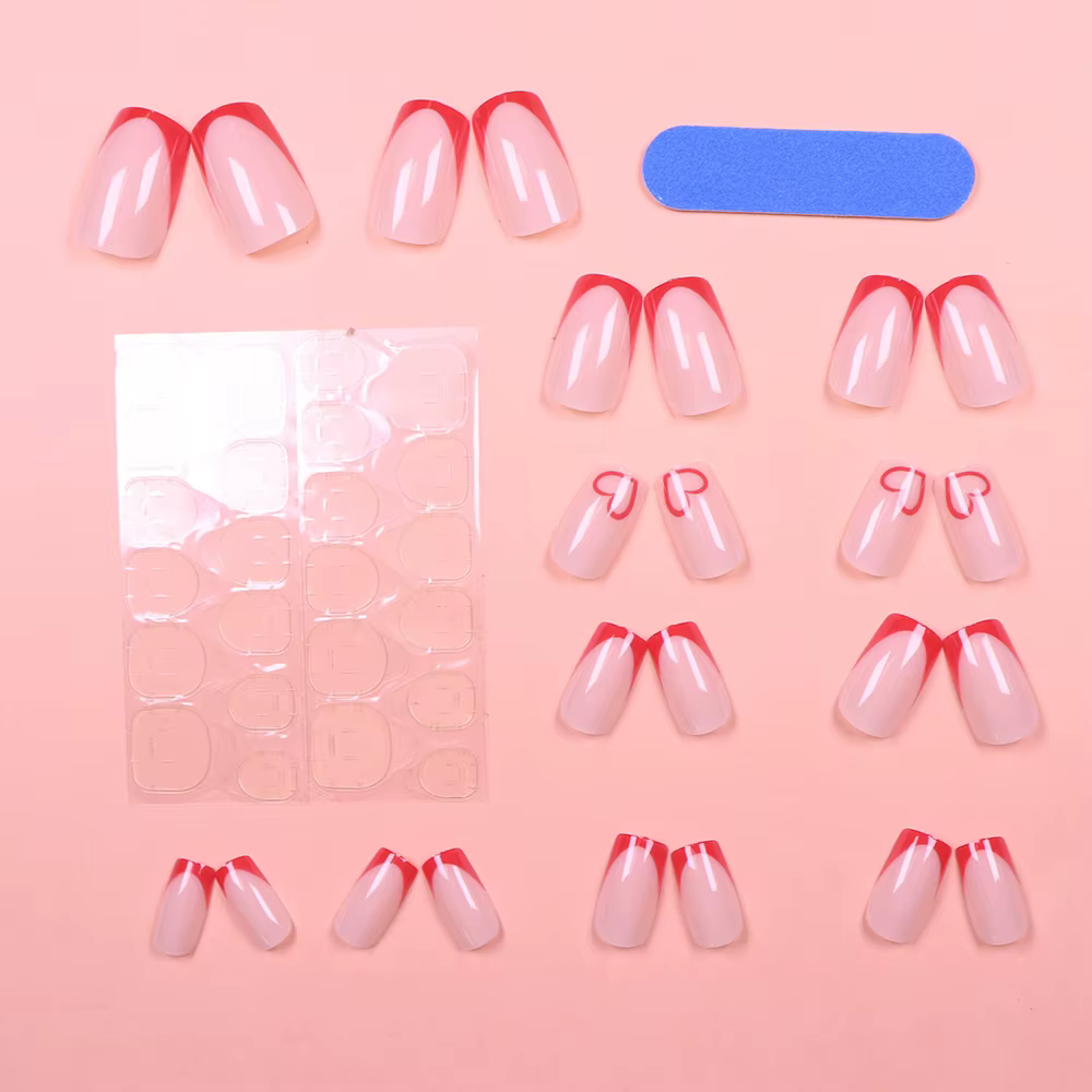 Embellissement des ongles détachables, patchs pour ongles, simple, vin rouge, français, européen et