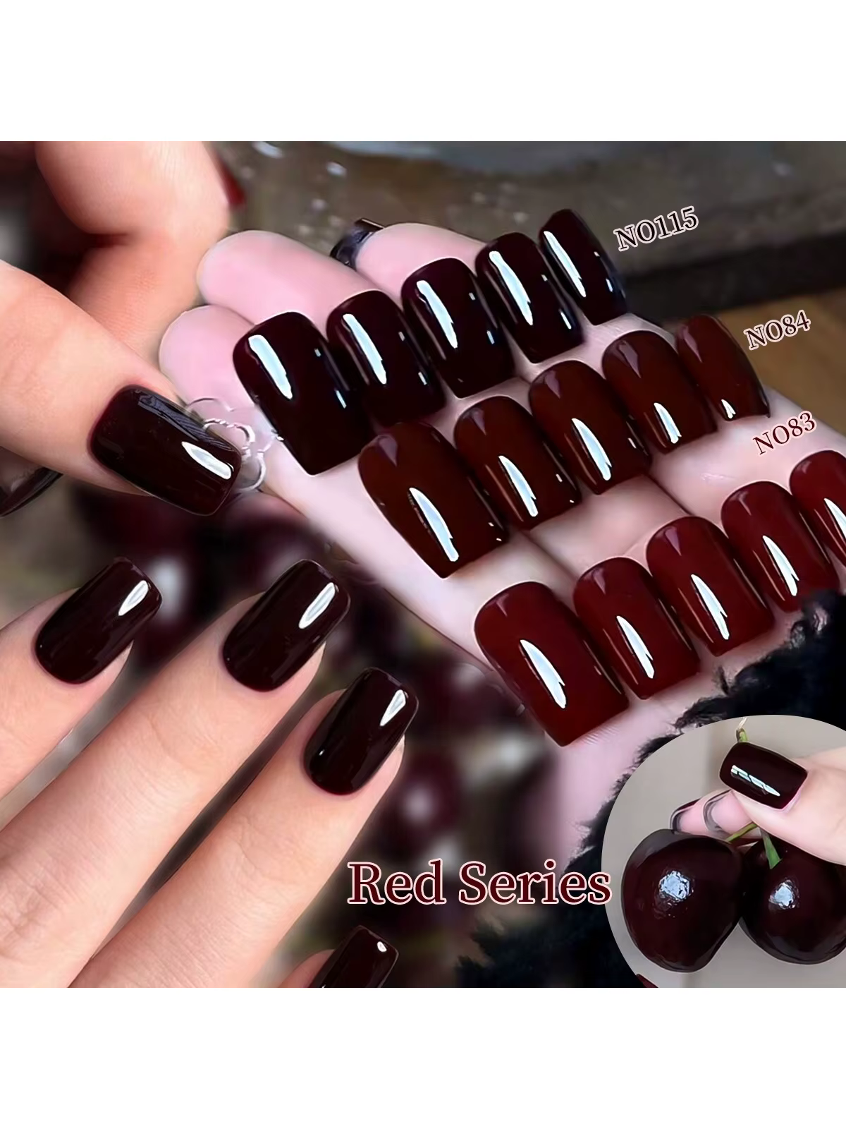 Ensemble de vernis à ongles en gel 3 pièces, nuances rouges, finition brillante et mate, durci UV/LE
