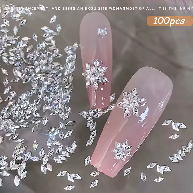 100 pièces brillant Zircon strass breloques pour ongles 1.5*3mm Mini ongles rhombiques pierres préci