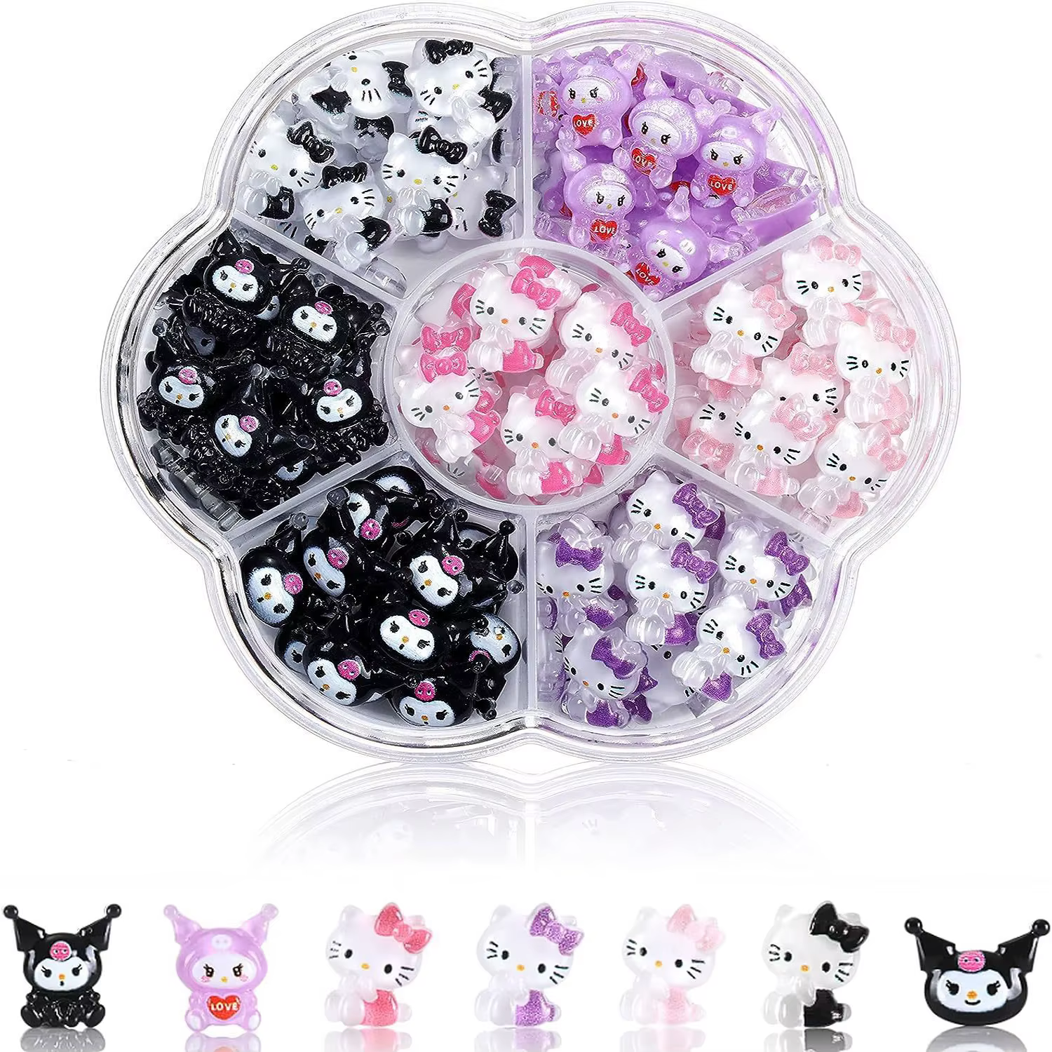 70 pièces/50 pièces Sanrio Hello Kitty Kawaii dessin animé Kuromi Nail Art breloques Kit 3D ongles s