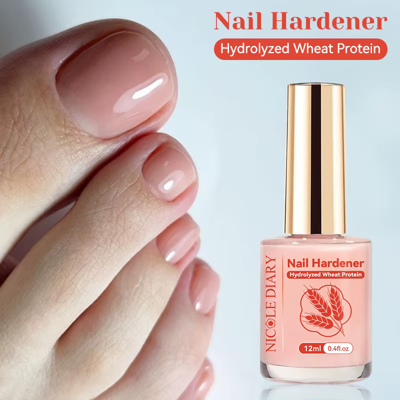 NICOLE DIARY 12ml Vernis à ongles rose fortifiant naturel transparent pour une brillance améliorée,