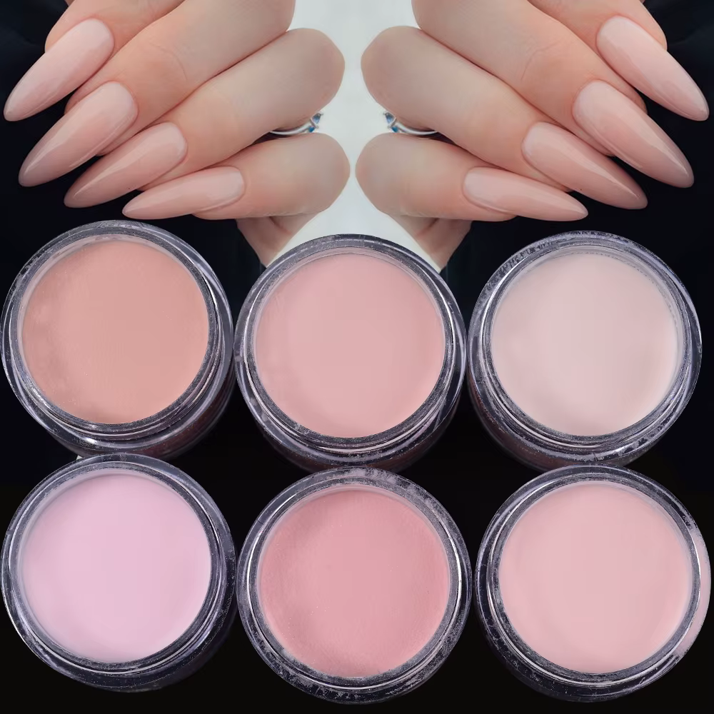 Filet de poudre acrylique pour Nail Art, 6 couleurs, chair/rose, 7g x 6 pots pour Extension d'ongles