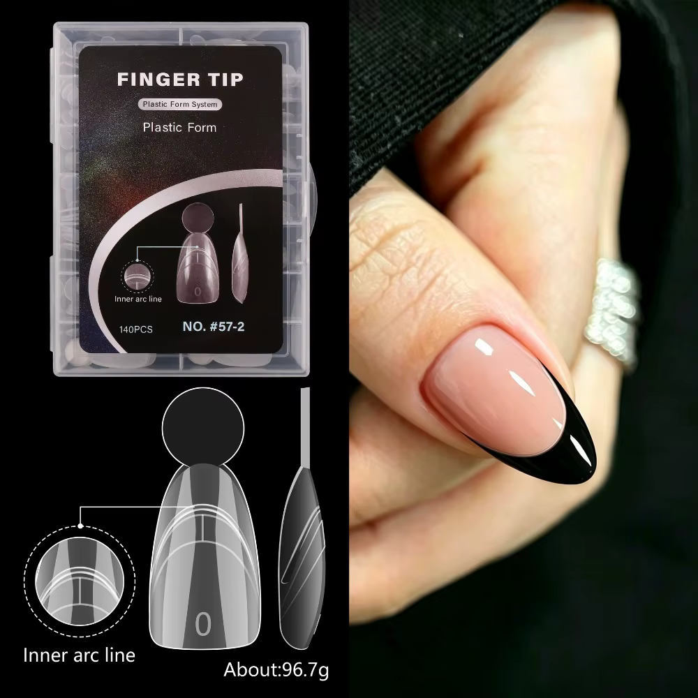 140 pièces de formes à ongles françaises à surface mate, 14 tailles avec ligne française intérieure,