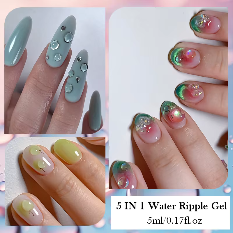 BORN PRETTY 5 EN 1 Gel Polish Transparent Effet Vague d'Eau 3D pour Modelage, Sculpture et Gravure,