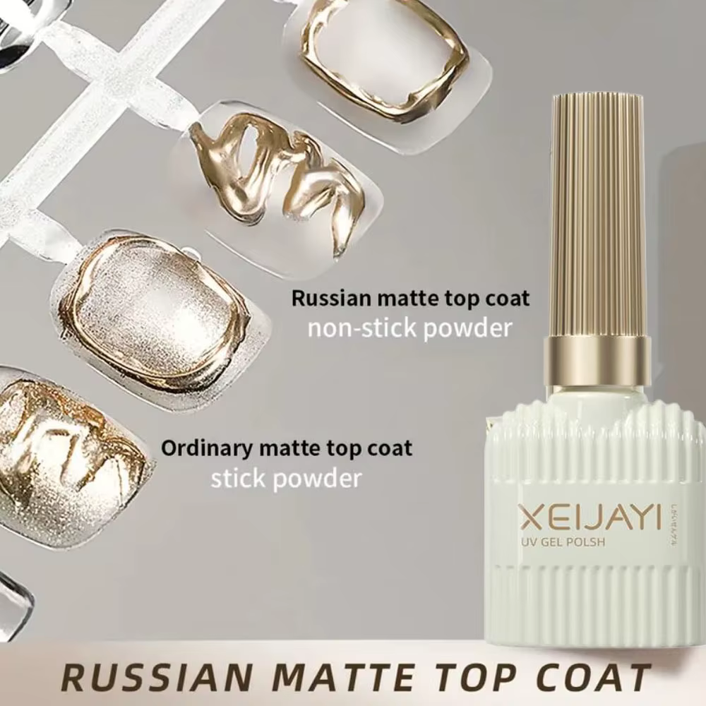15ml russe mat couche de finition Gel à ongles poudre antiadhésive Semi-permanent mat haut vernis à 