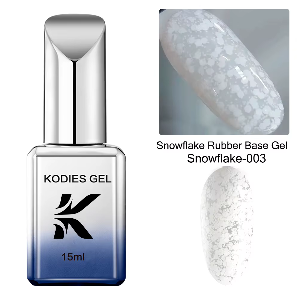 KODIES-Verhéritage à ongles gel UV LED semi-continu, base en caoutchouc, flocon de neige, blanc, ros