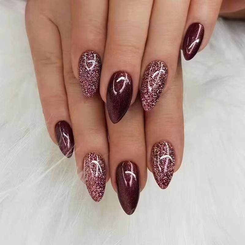 Faux ongles marron portables, 24 pièces, mode imprimé léopard, Design dégradé, pointes à pression, e