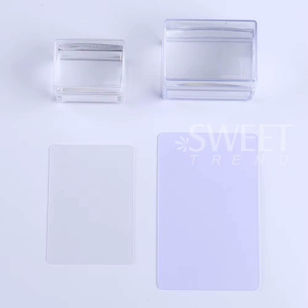 Kit de plaques d'estampage pour ongles carrés, manucure française, pochoir de vernis en Silicone Tra
