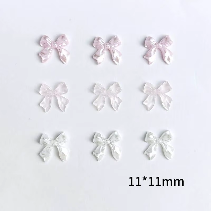 50pcs 3D doux nacré brillant ruban arc résine ongles breloques ballerine nœud papillon Nail Art déco