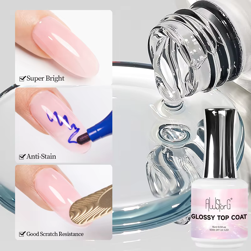 15ML couche de finition brillante longue durée tremper les ongles clair UV lampe à ongles Gel pour G