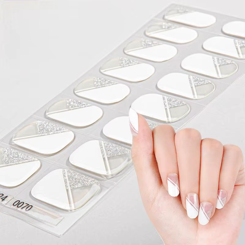 Autocollants pour ongles en Gel Semi-durci UV, 20/22 pointes, noël, imperméable, longue durée, envel