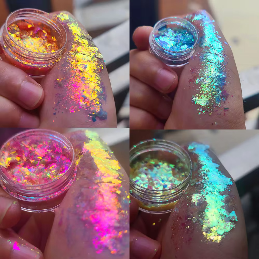 0.1g/pot Aurora caméléon Nail Art opale flocons holographique miroir magique haute brillance poudre 