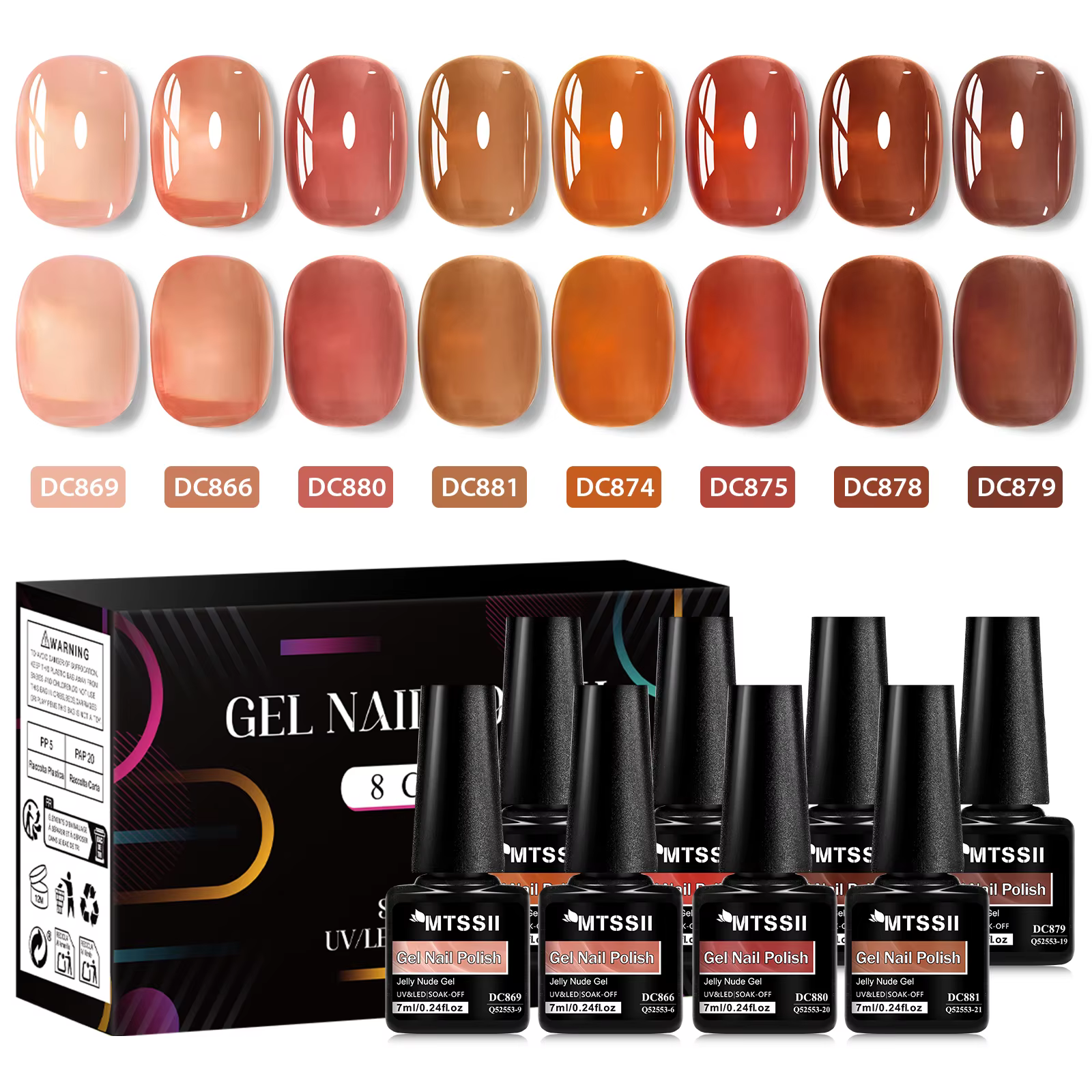 8 pièces ensemble de vernis à ongles Gel gelée nue avec boîte couleur translucide Semi Permanent tre