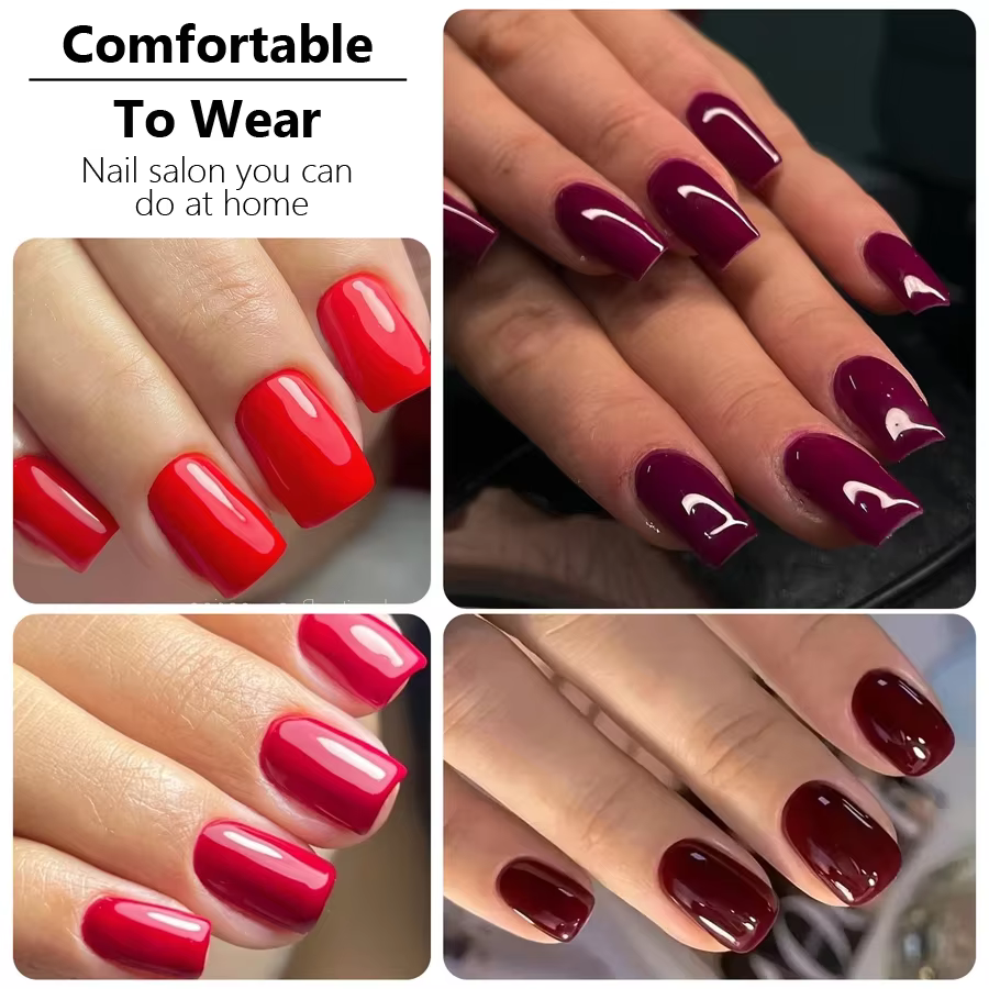 96 pièces presse sur ongles courts, faux ongles de couleur unie brillante, ongles artificiels à couv