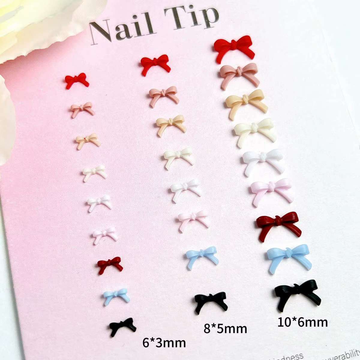 100 pièces couleur unie nœuds papillon résine Nail Art décorations 3D Mini mignon ligne arcs ongles