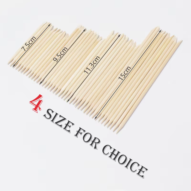 Poussoir à cuticules pour ongles, bâtons en bois Orange pour enlever les ongles, dissolvant de manuc