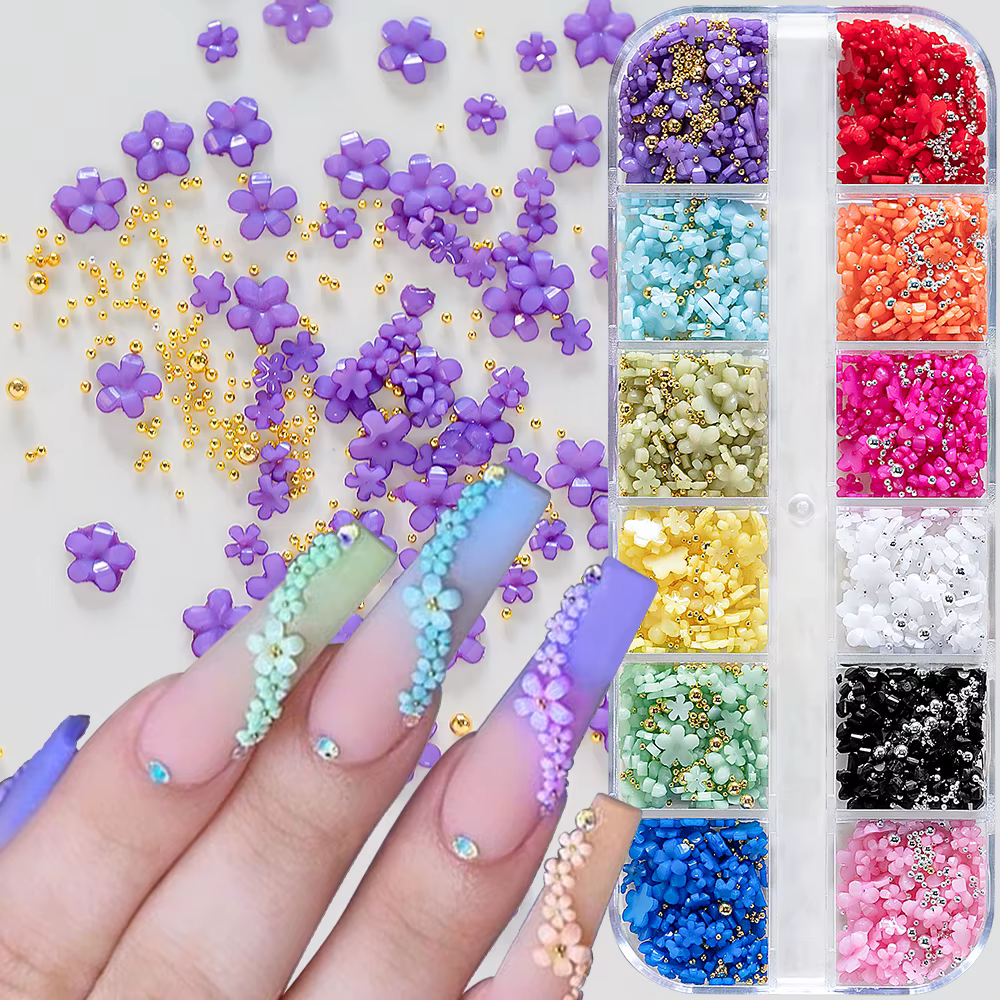 Breloques en forme de fleur à cinq pétales, perles en acier, taille mixte, biscuits boule or/argent,