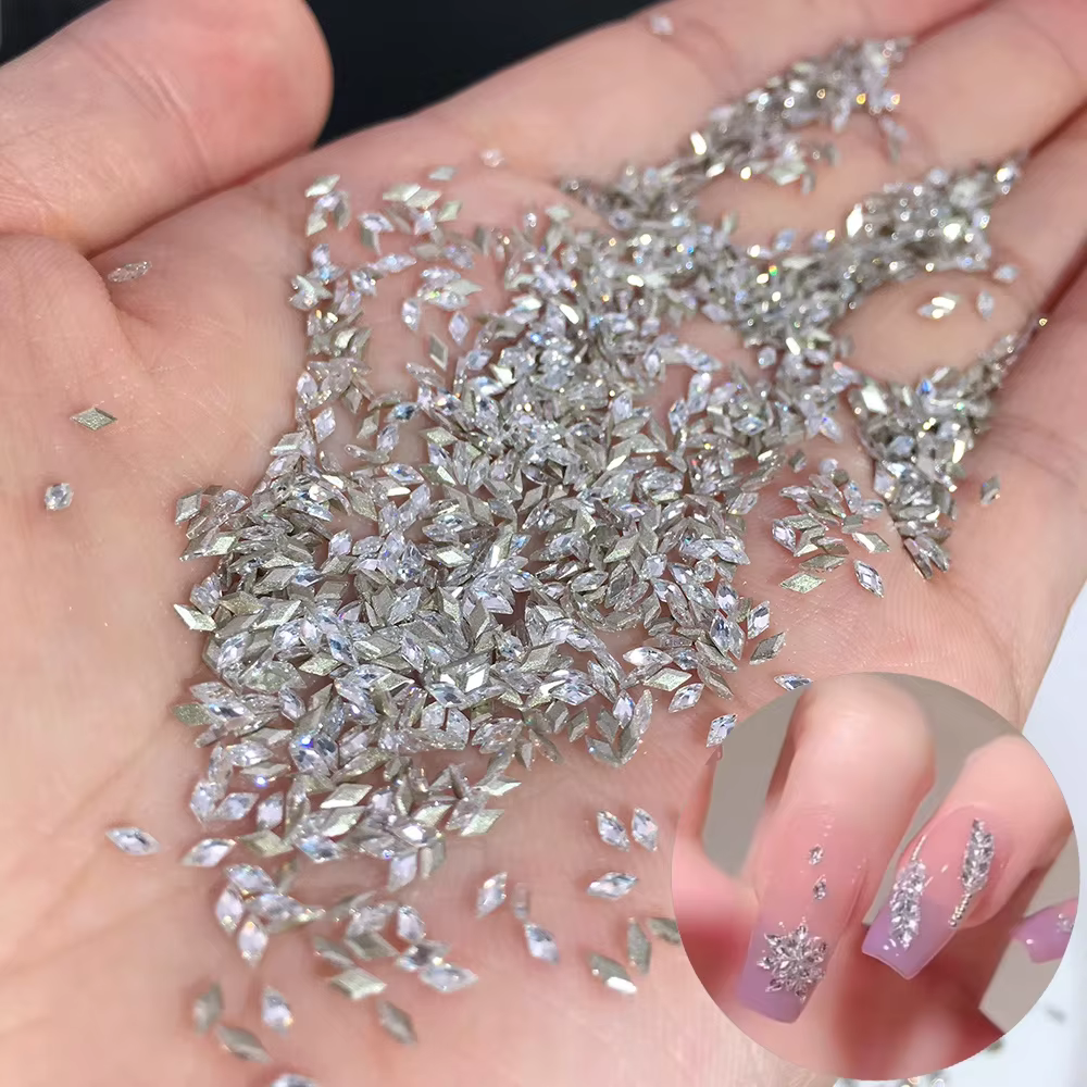 100 pièces glace-Transparent Mini étincelle Nail Art strass 1.5x3mm oeil de cheval/losange 3D paille
