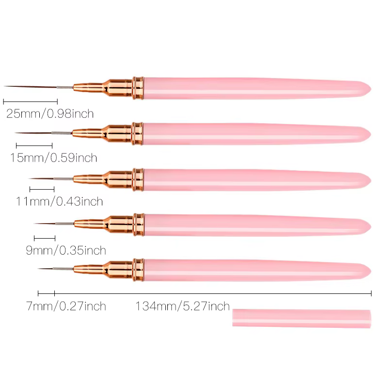 Ensemble de pinceaux pour Nail Art, 5 pièces, Kits de pinceaux pour ongles en Gel UV, ligne à rayure