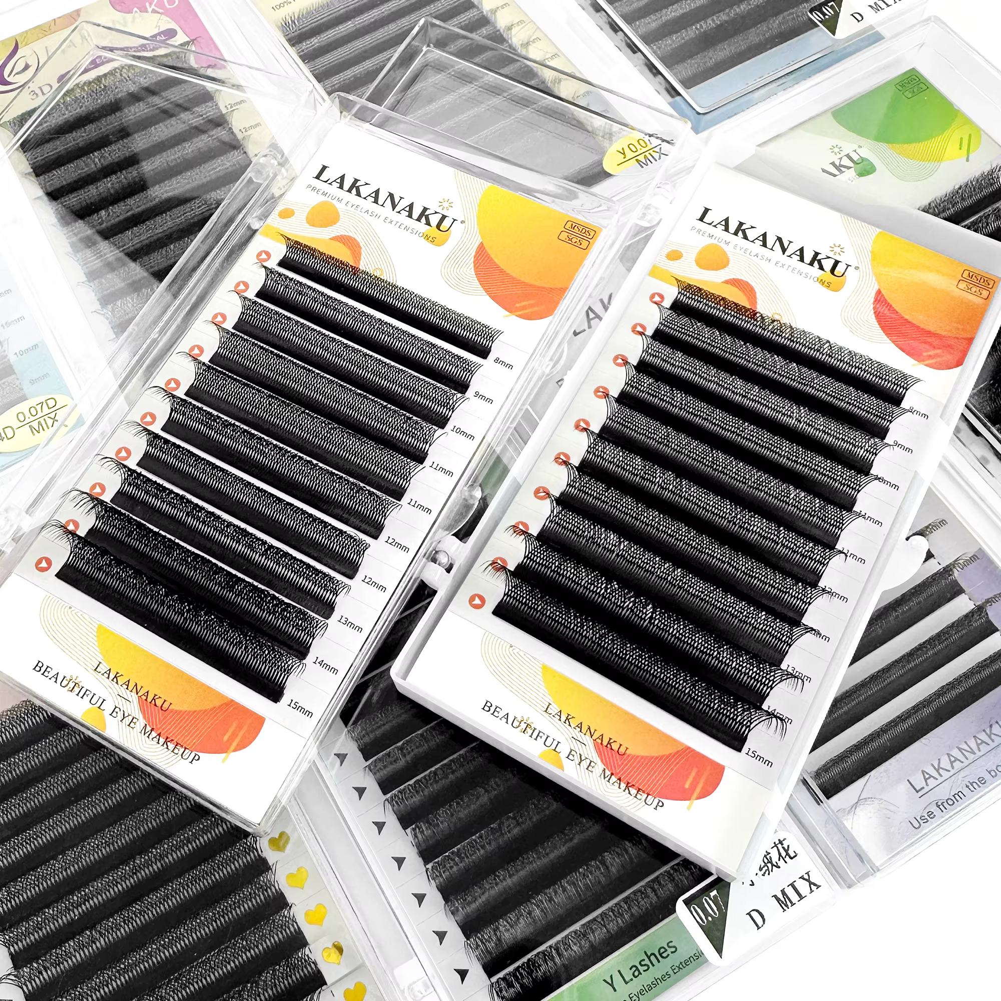 LAKANAKU 6 plateaux 6D W en forme d'extensions de cils Volume Egipcio complet Cilios naturel Fio 6w