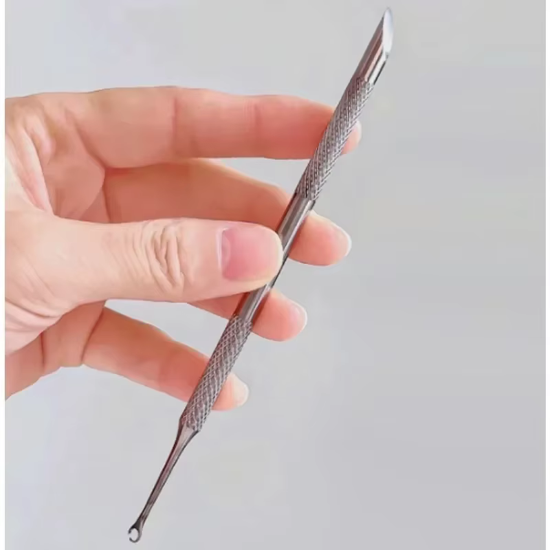 Dissolvant de bâtons de manucure à Double extrémité en acier inoxydable, outil de meulage des ongles