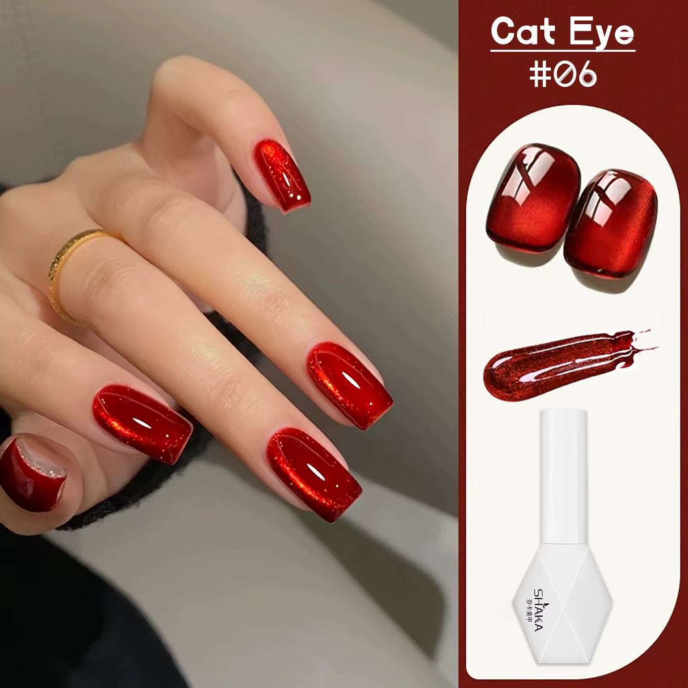 WS 6 couleurs 10ml perle de verre rouge chat Gel magnétique Ultra brillant Semi Permanent tremper Ge
