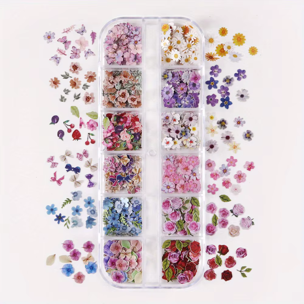 Diverses fleurs Nail Art décorations Rose marguerite Iris fleurs Gel vernis manucure bricolage acces