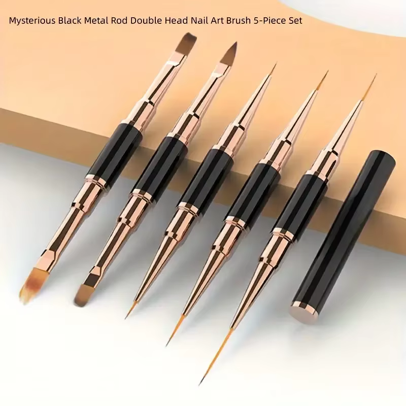 Ensemble de pinceaux professionnels pour Nail Art, 5 pièces, pinceaux à Double extrémité pour longue