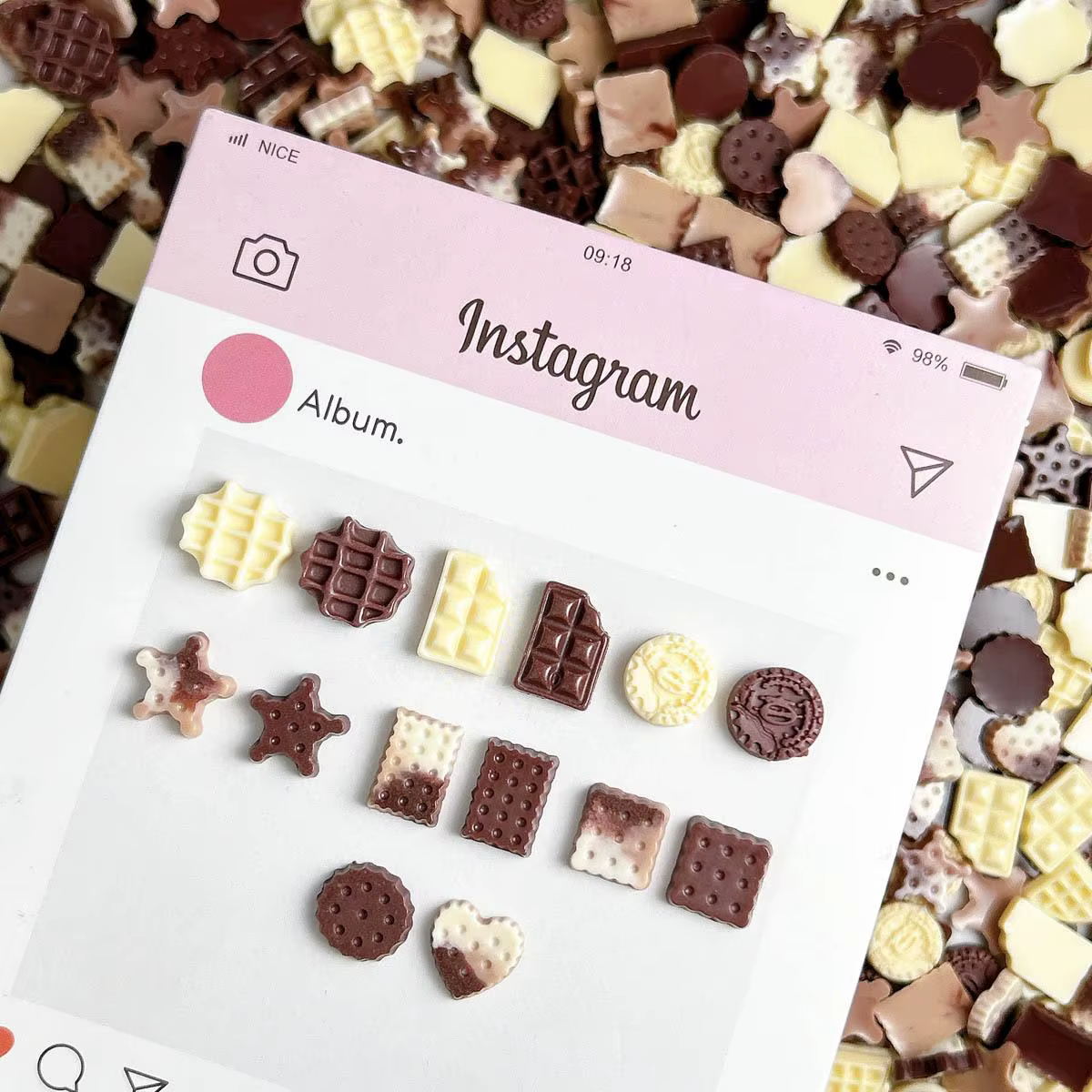 Breloques pour ongles en résine, mélange aléatoire de biscuits au chocolat simulés 3D, mignons biscu