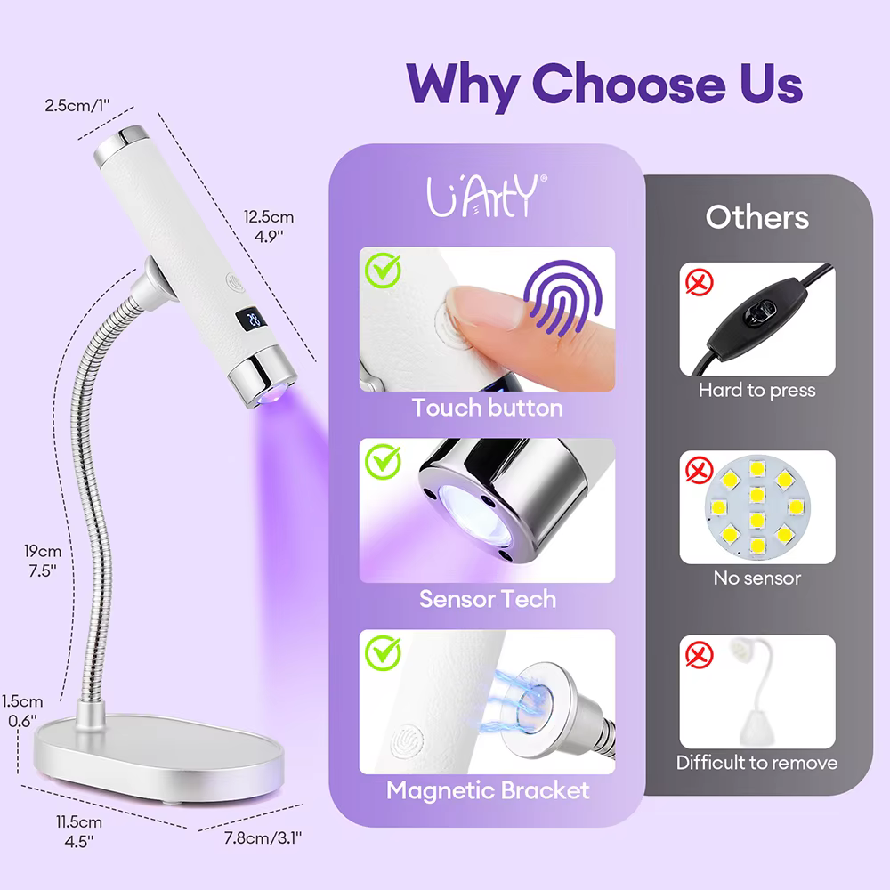 Sèche-ongles Portable UV, lampe à ongles en Gel Rechargeable avec tuyau Flexible, lumière de thérapi