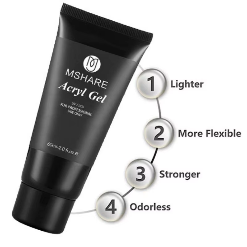 MSHARE Poly Gel d'extension d'ongle TPO Hema gratuit ongles blanc laiteux 60g Extension d'ongle Camo