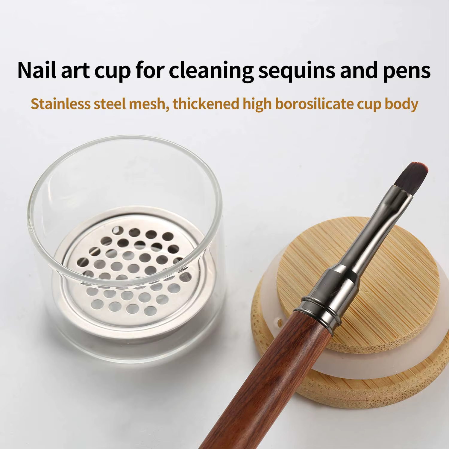 Tasse de nettoyage de brosse à ongles, stylo de lavage, tasse de brosse avec Base en maille en acier