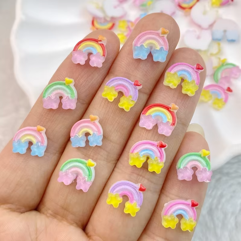 Mini embellissements de manucure en résine, dos plat allongé, brillant dans le noir, nœuds de cheveu
