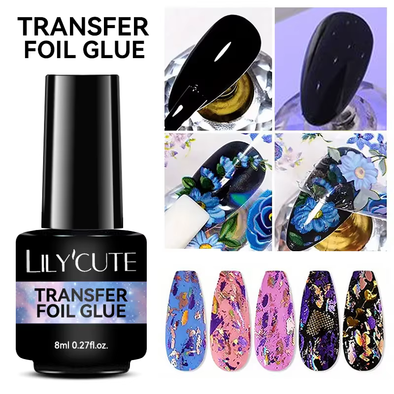LILYCUTE 8ML feuille de transfert colle pour ongles étoilés vernis Semi-Permanant pour autocollant a