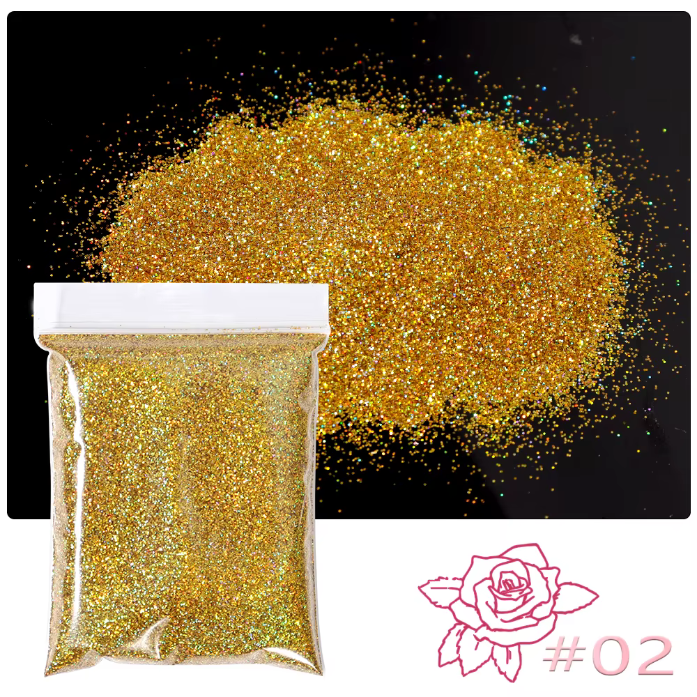 Poudre de paillettes pour ongles de noël or/argent, 50g, 0.1mm, holographique, irisée, brillante, Ul