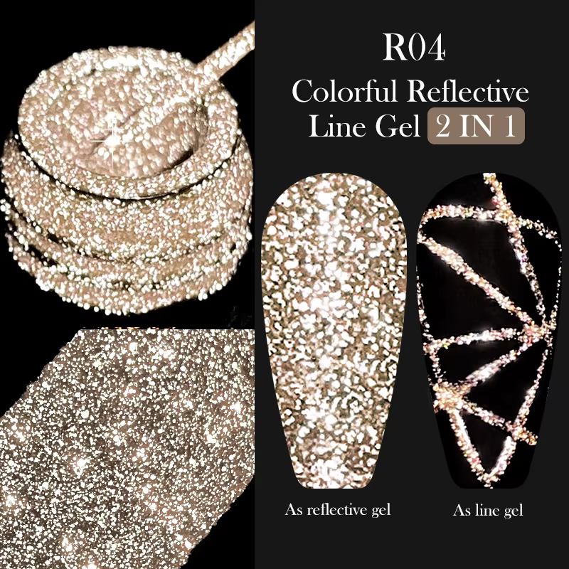 LILYCUTE 5ML Champagne or réfléchissant paillettes Gel vernis à ongles brillant scintillant français