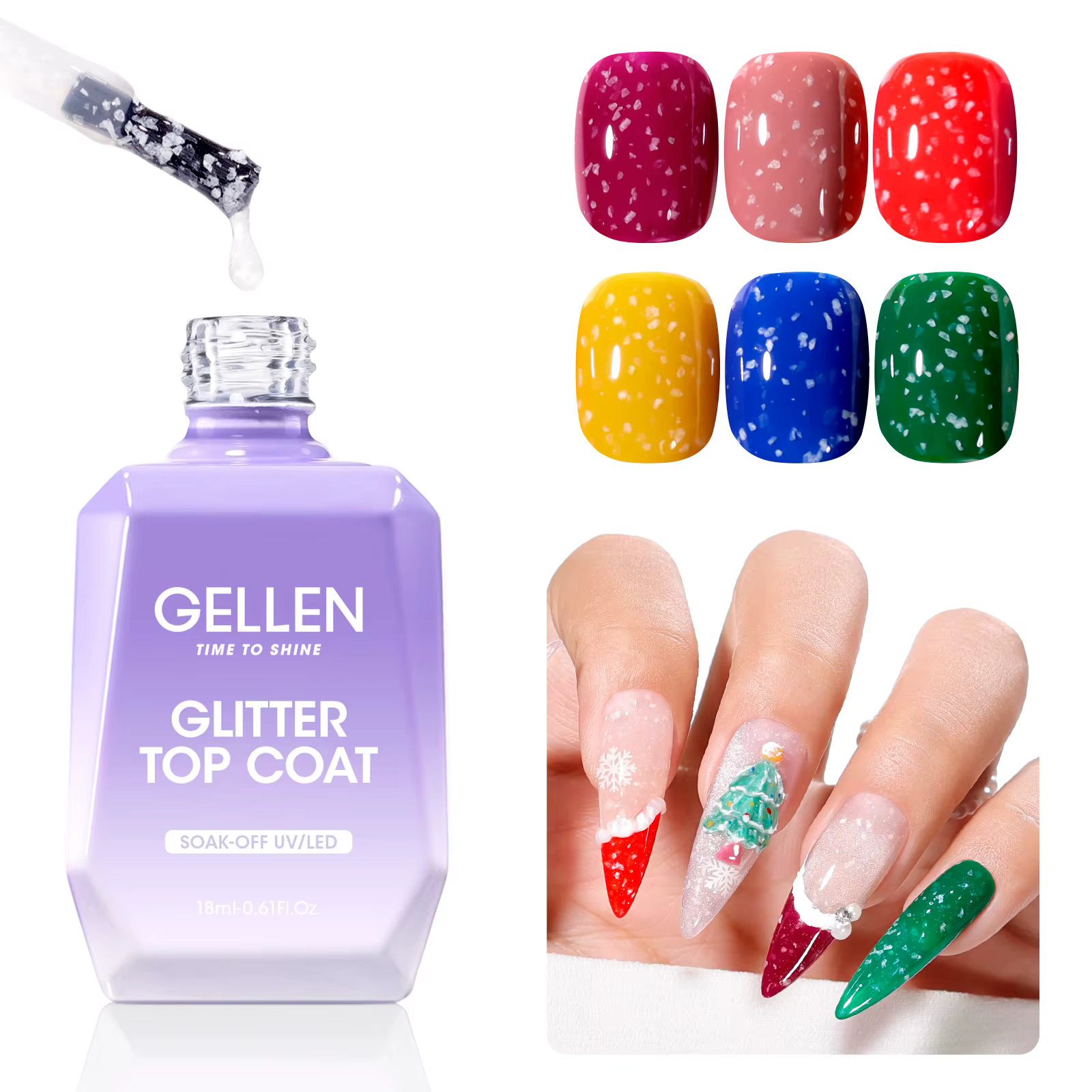 GELLEN Gel Top Coat 20ml Haute Brillance Transparent Vernis à Ongles Soin des Ongles Soak Off Nécess