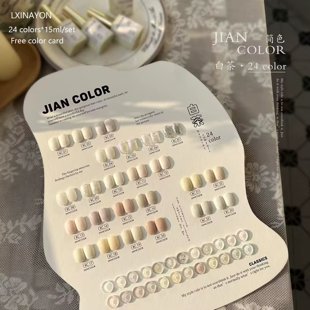 Verhéritage à Ongles en Gel UV LED, Série Blanche, 24 Couleurs, Laque pour Nail Art, 15ml