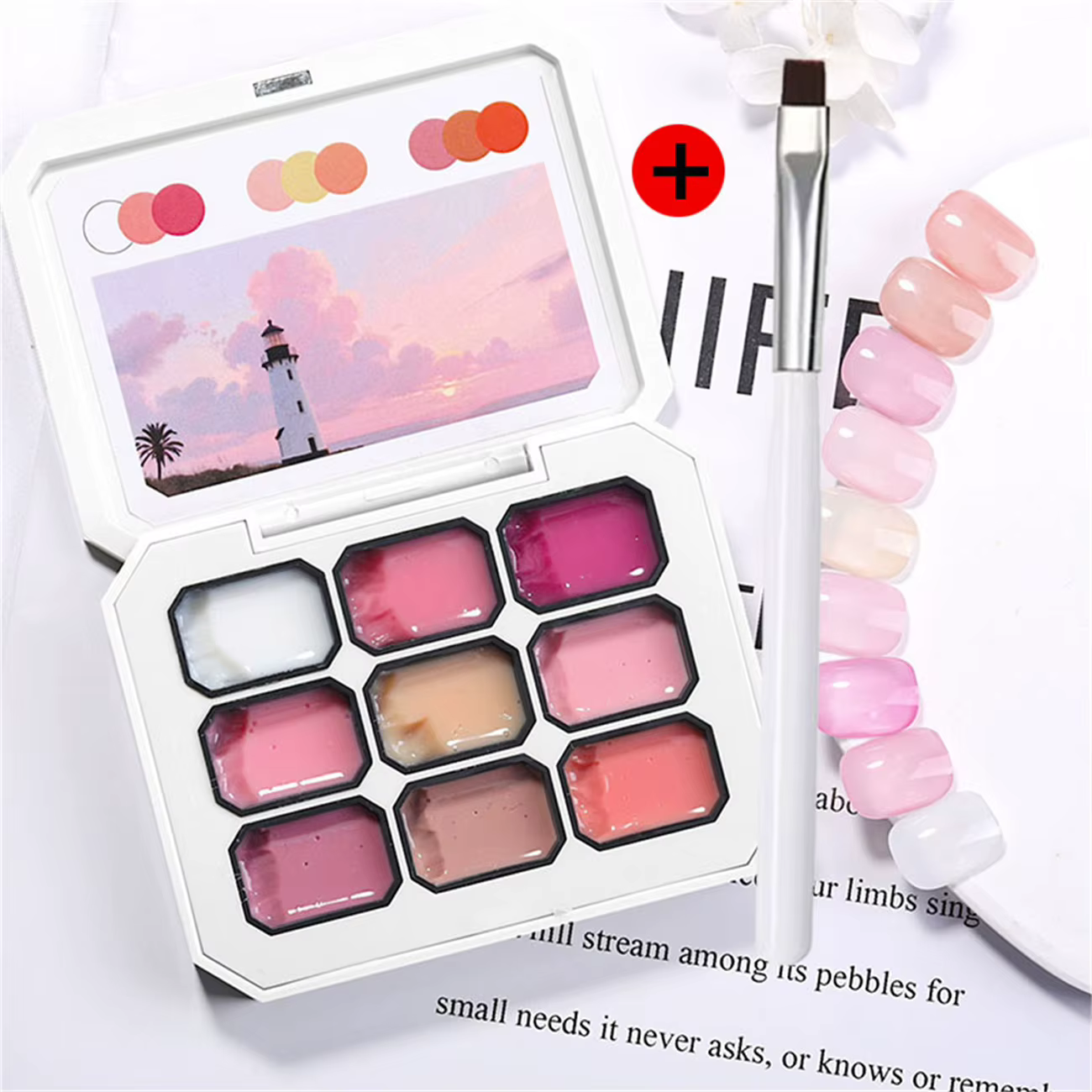 1 set/2 pièces de gel vernis à ongles solide, gel poudre fleur de cerisier, création d'art d'ongles 