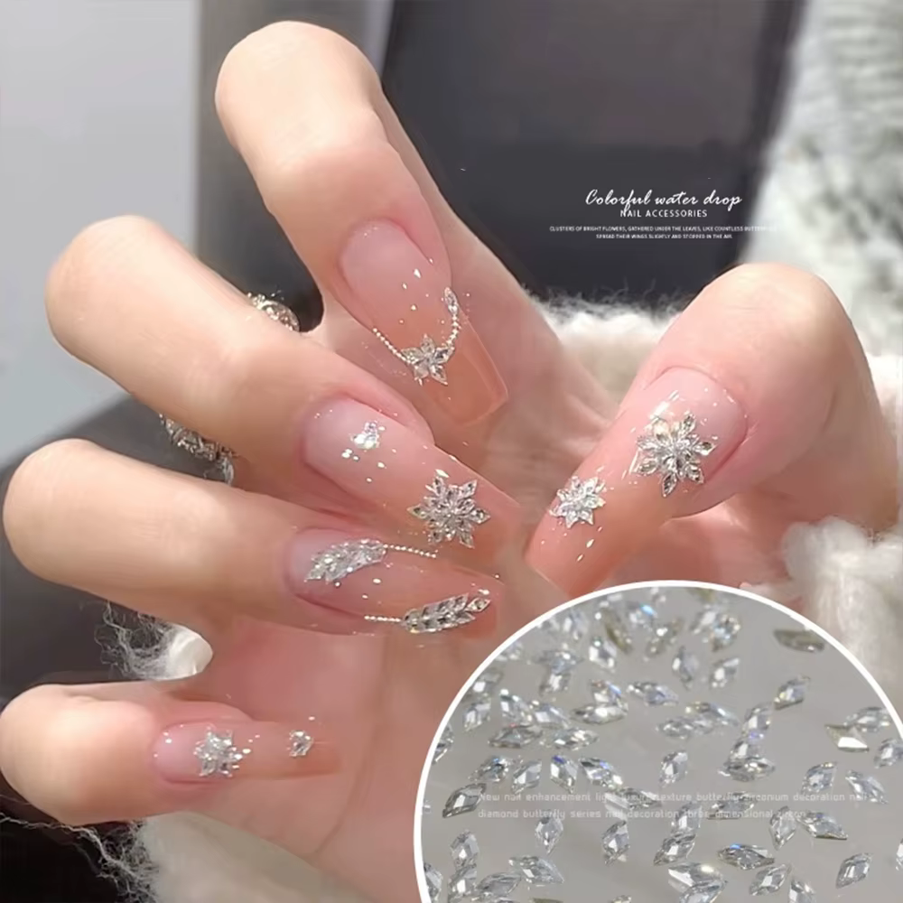 100 pièces Rotterdam kling Rhombus Zcomprend sur Nail Art Strass 1.5*3mm Mini Flatback Diamant Brcor