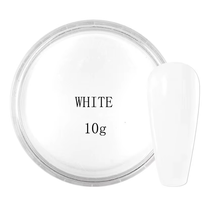 Poudre acrylique professionnelle rose/blanc/clair, 10 g/bouteille, poudre de cristal pour Extension