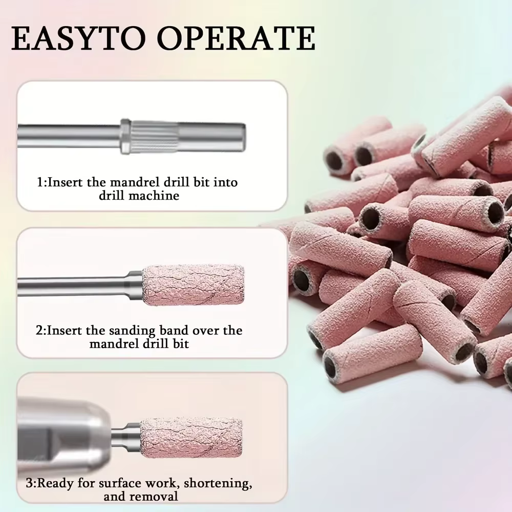 Bandes de ponçage professionnelles pour perceuse à ongles, 100 pièces, forets à ongles non parfumés 