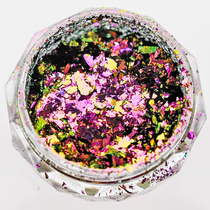 1 pot de paillettes pour nail art AURORA Chrome, multi-chrome, caméléon, paon, galaxie, paillettes p
