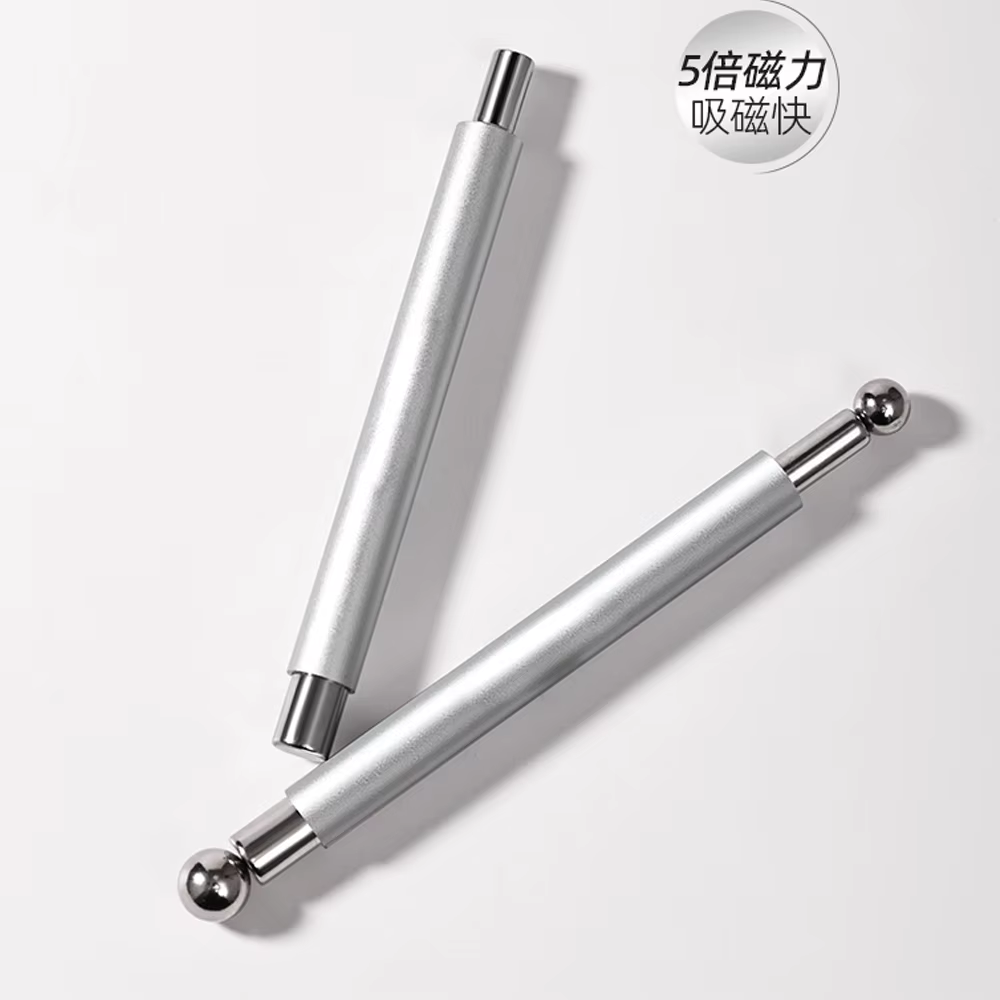  Stylo magnétique pour ongles, Double tête + boule ronde en acier, œil de chat, argent/rose, bâton