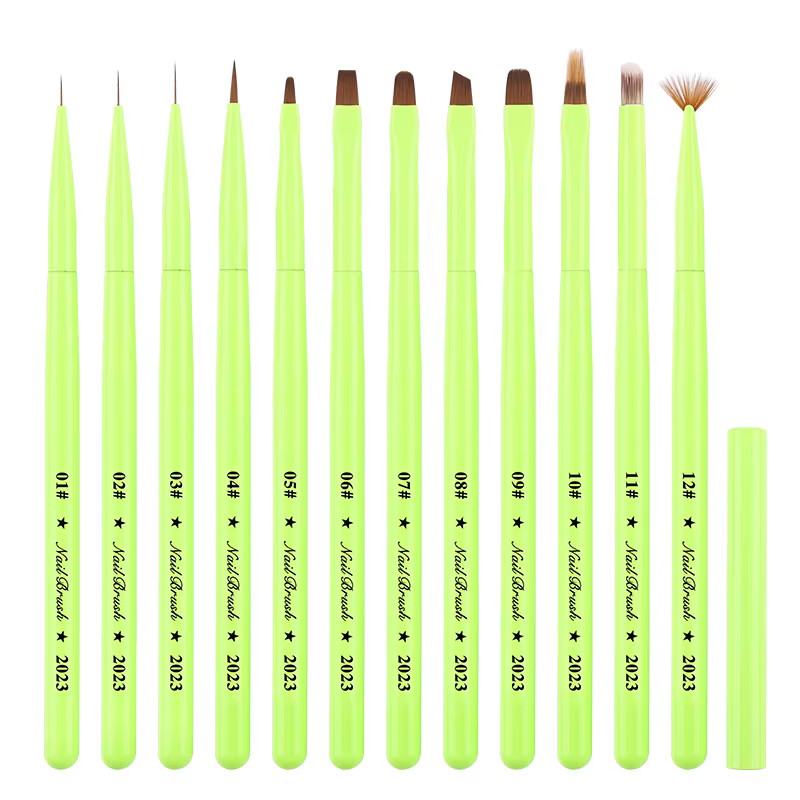 Brosse à ongles verte, brosse à Gel pour manucure, stylo d'extension de Gel UV acrylique, vernis à o